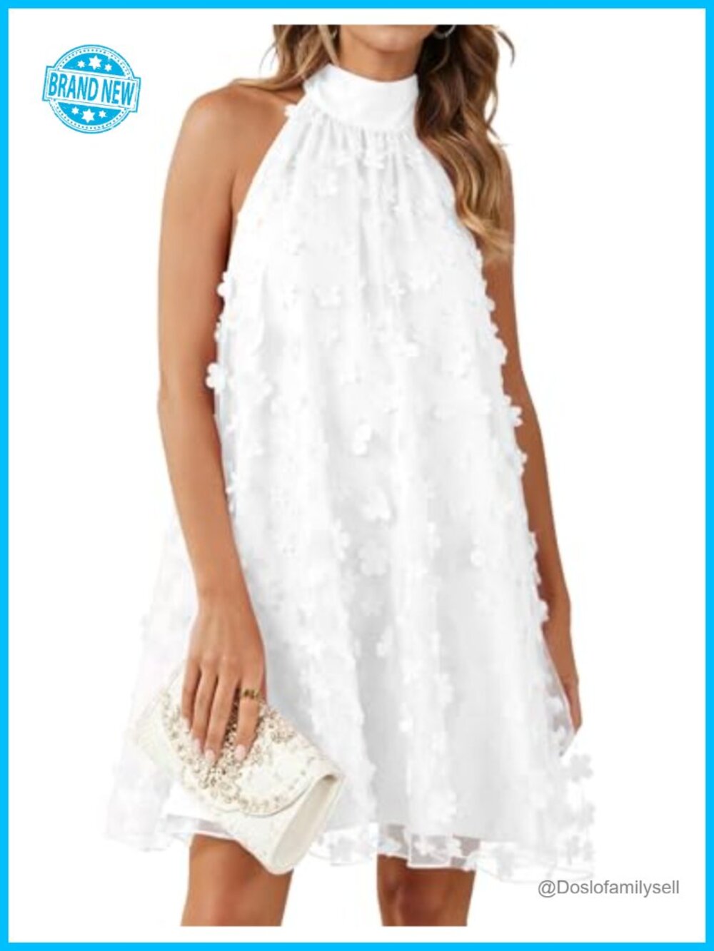 Halter Floral Tulle Mini Dress 3D Appliques Bridal Shower